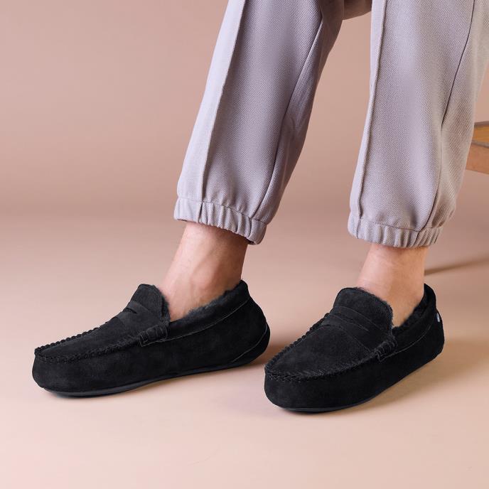 Mens Quentin Sheepskin Slipper  Black